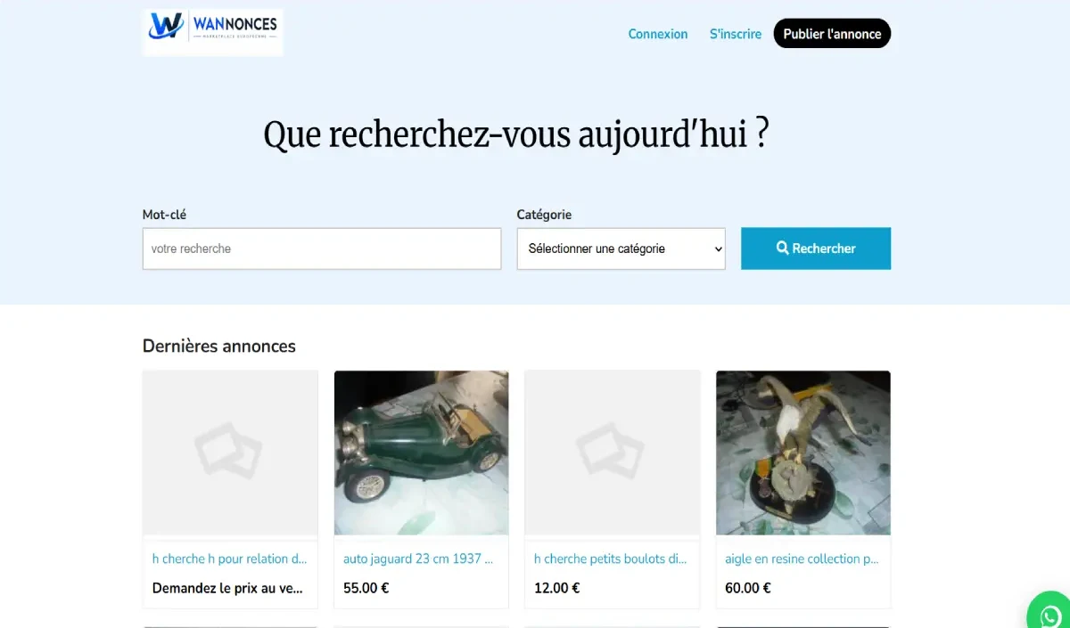 Aperçu du site Wannonces — petites annonces